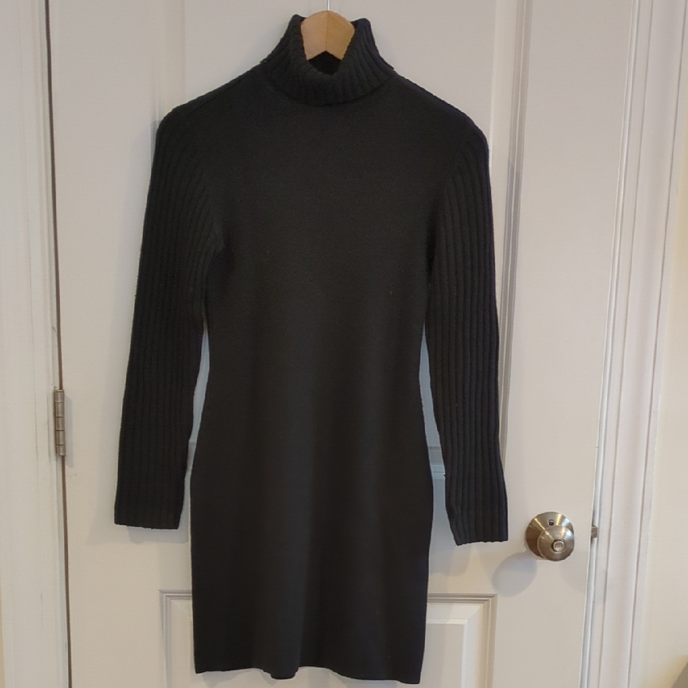 Moda International Black Turtleneck Long Sleeve Sheath Dress